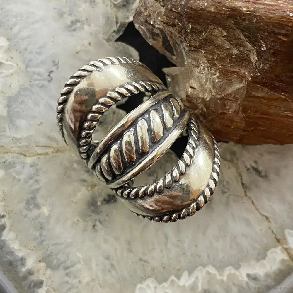 Carolyn Pollack Vintage Sterling Silver Decorated Ropes & Bands Ring For Women - Picture 1 of 10